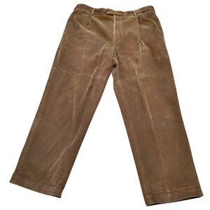 J PETERMAN SZ 38X29 Mens Brown Corduroy Pants Pleated Duca Visconti